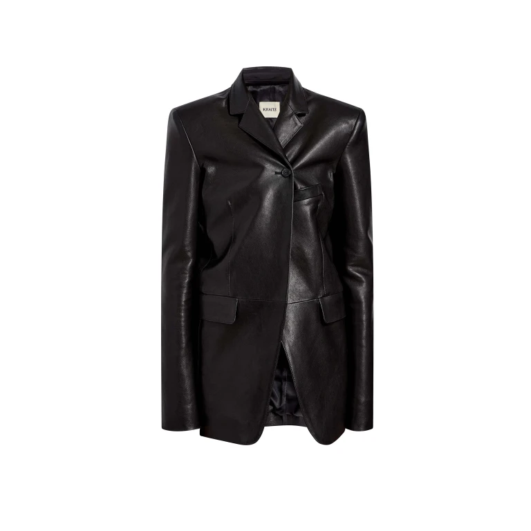 Khaite Sarmine Jacket in Black Leather | Jackets | Coveti