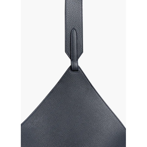 Khaite Small Lotus Tote in Midnight Navy Pebbled Leather | Totes & Top-Handle Bags | Coveti