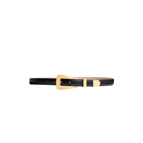 Khaite Small Lucca Belt in Black Leather with Gold