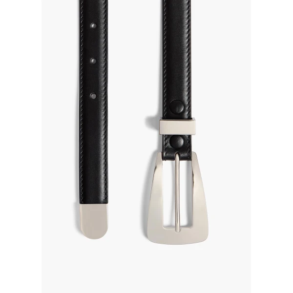 Small Lucca Belt in Black Leather with Silver - Image 2