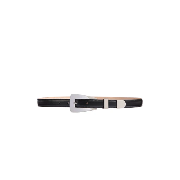 Khaite Small Lucca Belt in Black Leather with Silver