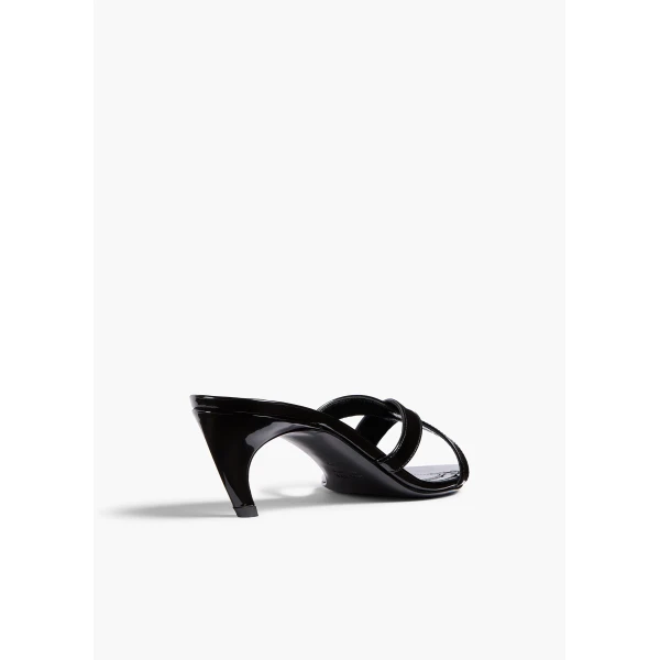Khaite Sophie Kitten Heel Sandal in Black Patent Leather | Sandals | Coveti