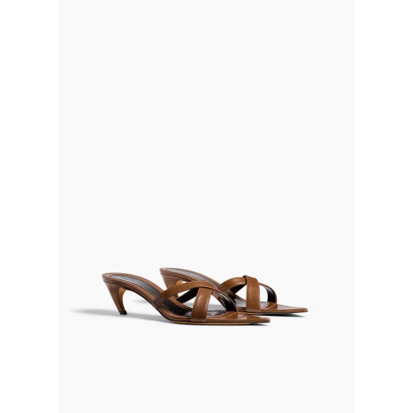 Khaite Sophie Kitten Heel Sandal in Cigar | Sandals | Coveti