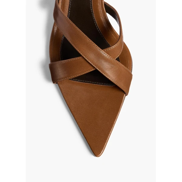 Khaite Sophie Kitten Heel Sandal in Cigar | Sandals | Coveti