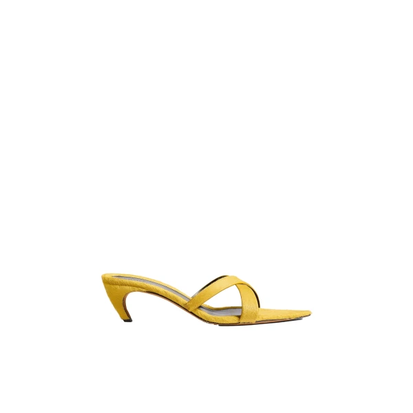 Sophie Kitten Heel Sandal in Mustard Haircalf