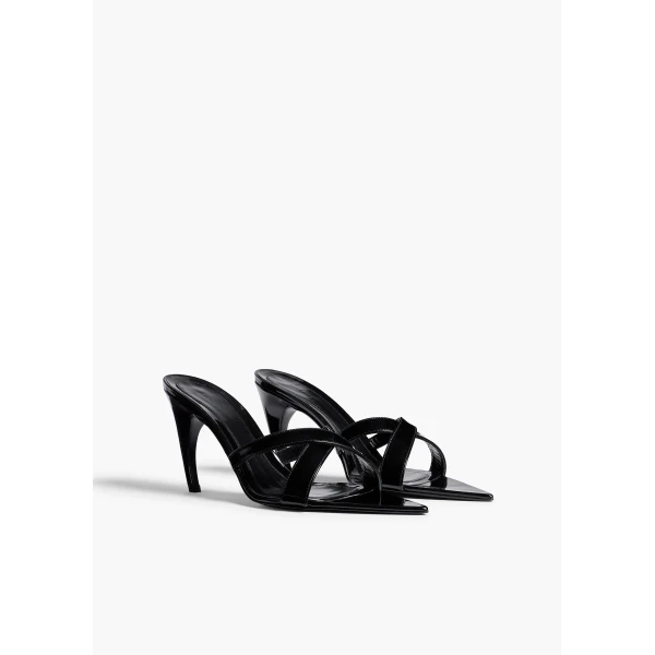 Khaite Sophie Sandal in Black Patent Leather | Sandals | Coveti