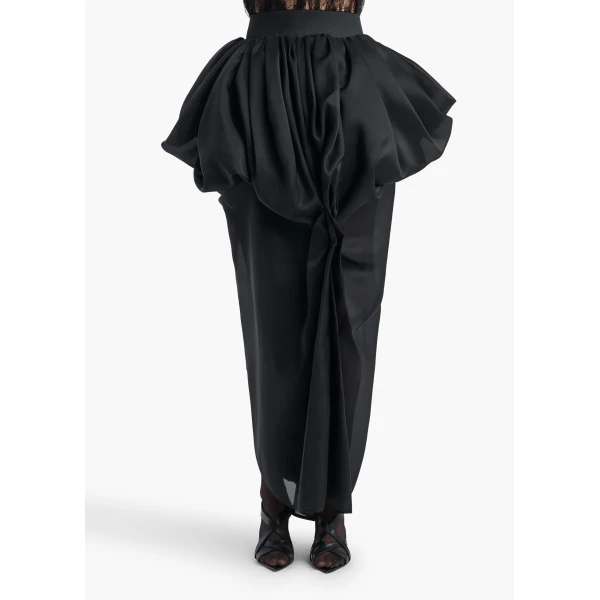 Khaite Tessa Skirt in Black Silk | Skirts | Coveti