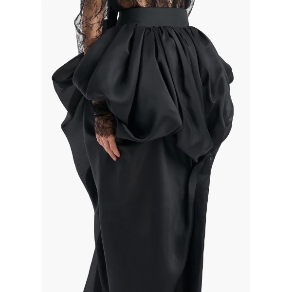 Khaite Tessa Skirt in Black Silk | Skirts | Coveti