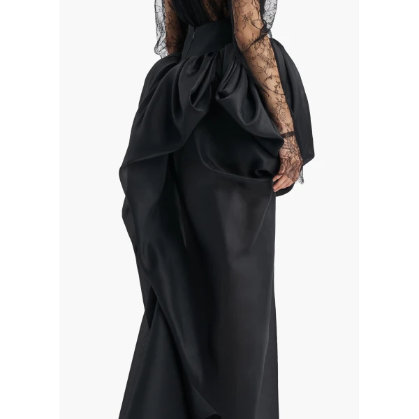 Khaite Tessa Skirt in Black Silk | Skirts | Coveti