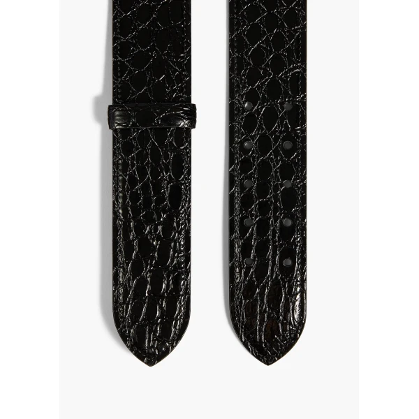 Theo Waist Belt in Black Croc-Embossed Leather - Image 2