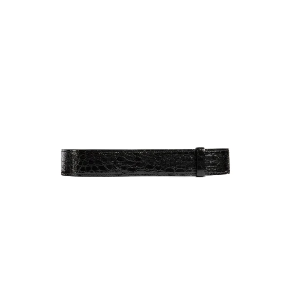 Khaite Theo Waist Belt in Black Croc-Embossed Leather