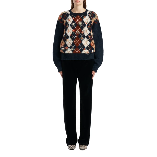 Timi Embroidery Sweater in Navy Multi - Image 2
