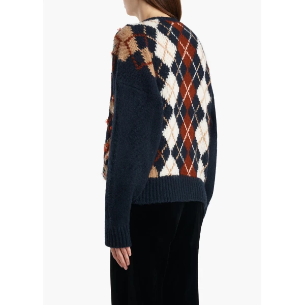 Timi Embroidery Sweater in Navy Multi - Image 4