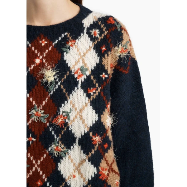 Timi Embroidery Sweater in Navy Multi - Image 6