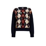 Khaite Timi Embroidery Sweater in Navy Multi | Knitwear | Coveti