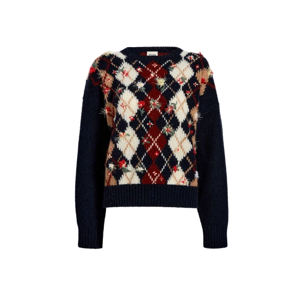 Timi Embroidery Sweater in Navy Multi
