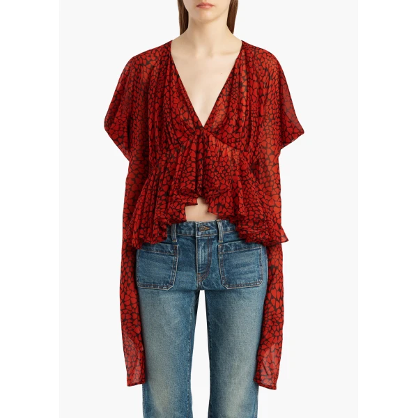 Khaite Tylar Top in Black and Red | Tops | Coveti