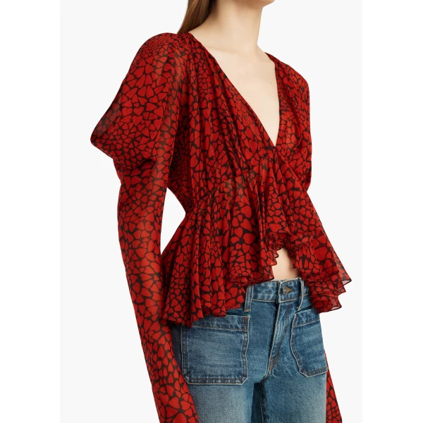 Khaite Tylar Top in Black and Red | Tops | Coveti
