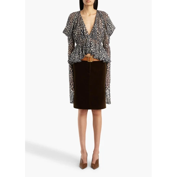 Khaite Tylar Top in Dark Navy and Cream | Tops | Coveti