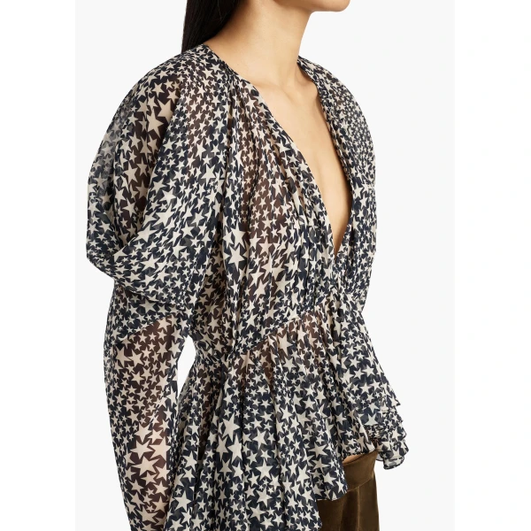 Khaite Tylar Top in Dark Navy and Cream | Tops | Coveti