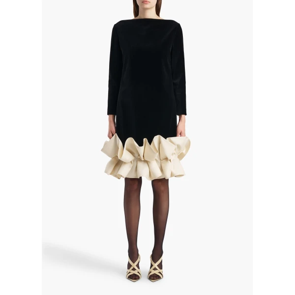 Khaite Valetta Dress in Black Velvet | Dresses | Coveti
