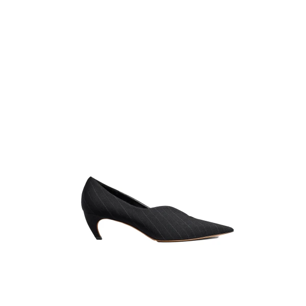 Vivien Low Pump in Black and White Pinstripe