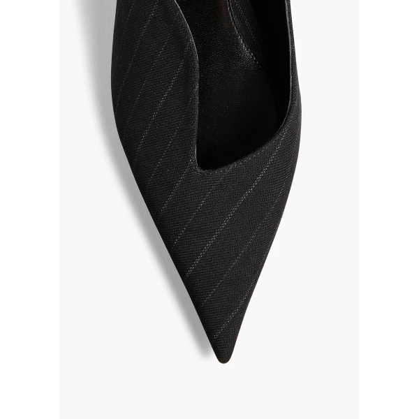 Khaite Vivien Low Pump in Black and White Pinstripe | Heels | Coveti