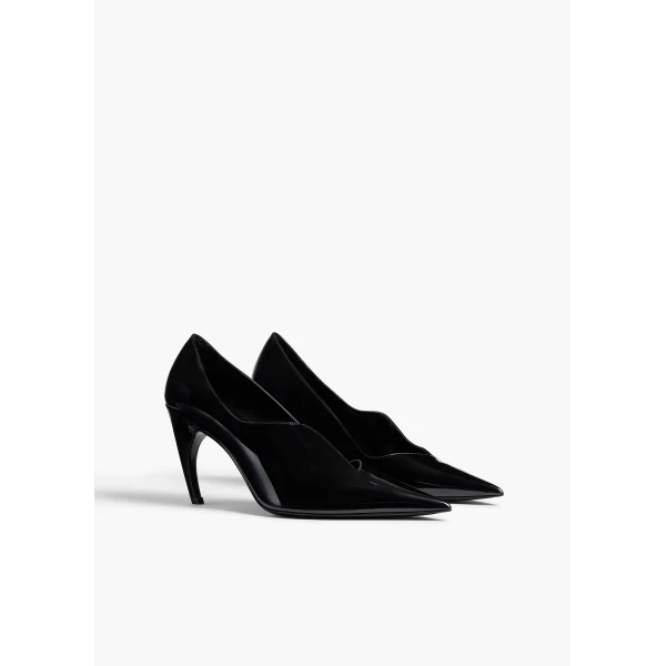 Khaite Vivien Pump in Black Patent Leather | Heels | Coveti
