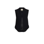 Khaite Vyn Gilet in Black Crepe | Jackets | Coveti