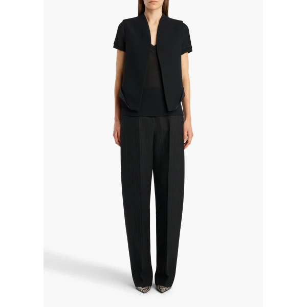 Khaite Vyn Gilet in Black Crepe | Jackets | Coveti