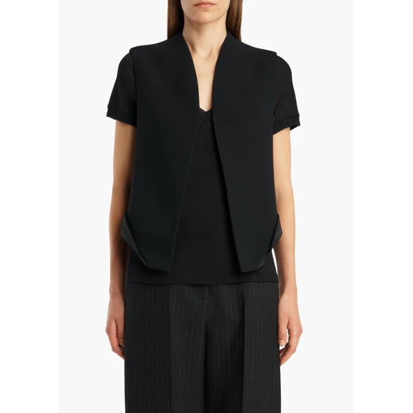 Khaite Vyn Gilet in Black Crepe | Jackets | Coveti