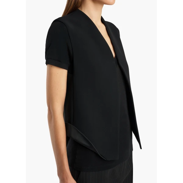 Khaite Vyn Gilet in Black Crepe | Jackets | Coveti