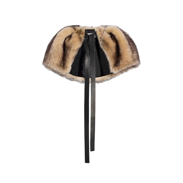 Zizi Cape in Natural Shearling