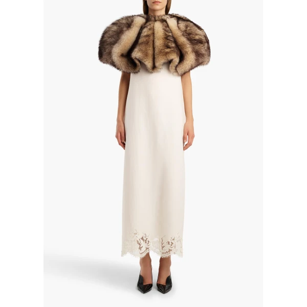 Khaite Zizi Cape in Natural Shearling | Jackets | Coveti