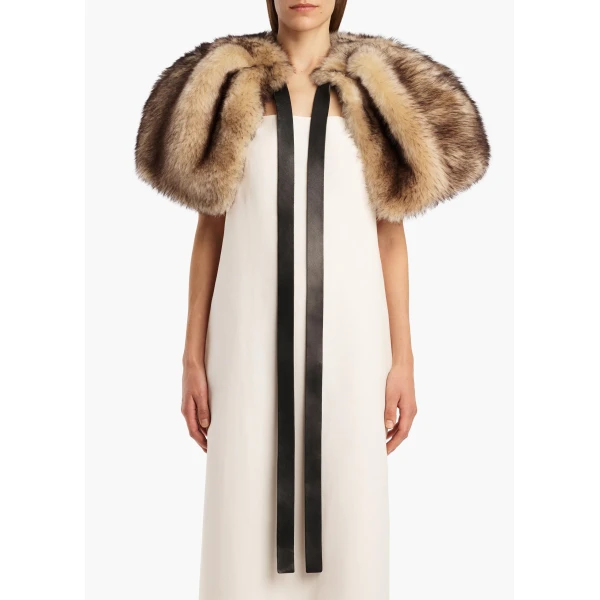 Khaite Zizi Cape in Natural Shearling | Jackets | Coveti