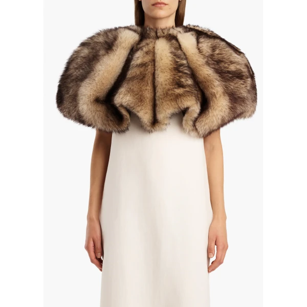 Khaite Zizi Cape in Natural Shearling | Jackets | Coveti