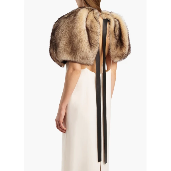 Khaite Zizi Cape in Natural Shearling | Jackets | Coveti