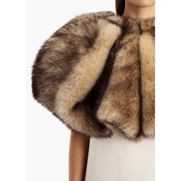 Khaite Zizi Cape in Natural Shearling | Jackets | Coveti