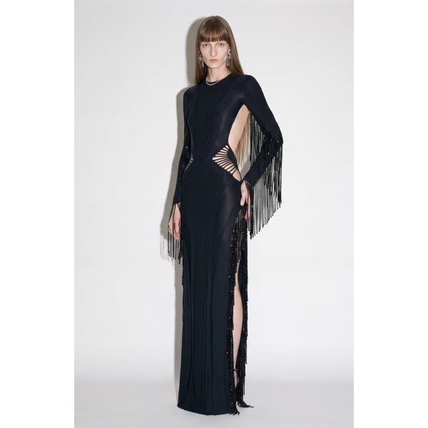 LOULOU Beaded Fringe Cutout Maxi Dress | Maxi Dresses | Coveti