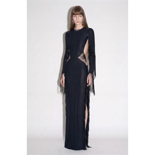 LOULOU Beaded Fringe Cutout Maxi Dress | Maxi Dresses | Coveti