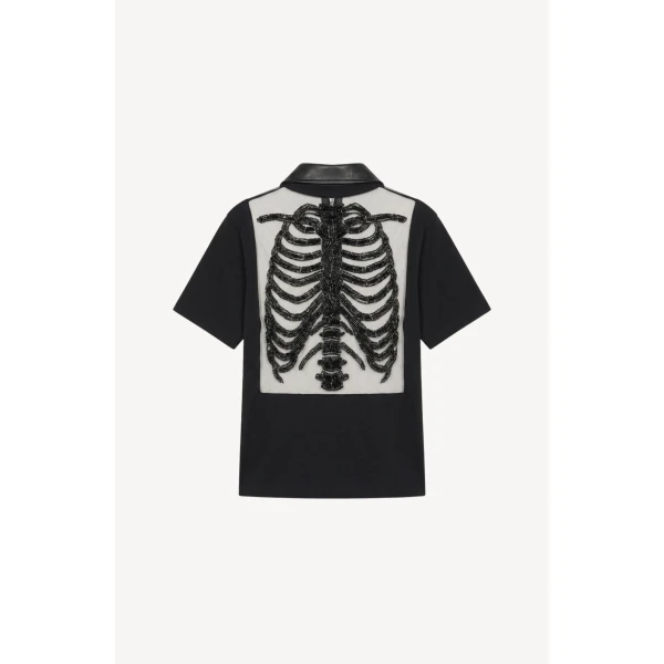 LOULOU Beaded Skeleton Polo Top | Short Sleeved | Coveti