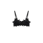 LOULOU Black Bow Appliqué Bralette Top | Cropped Top | Coveti
