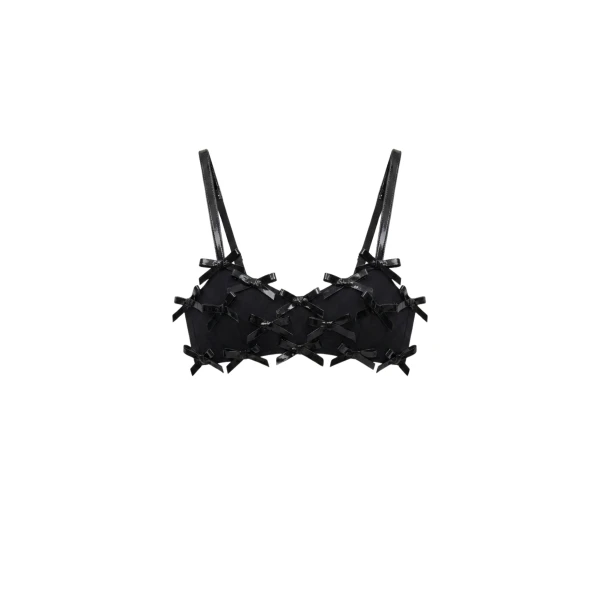 Black Bow Appliqué Bralette Top
