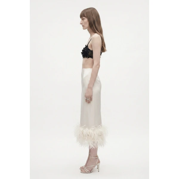 LOULOU Black Bow Appliqué Bralette Top | Cropped Top | Coveti