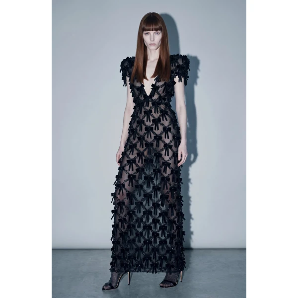 LOULOU Black Bow Maxi Dress | Maxi Dresses | Coveti