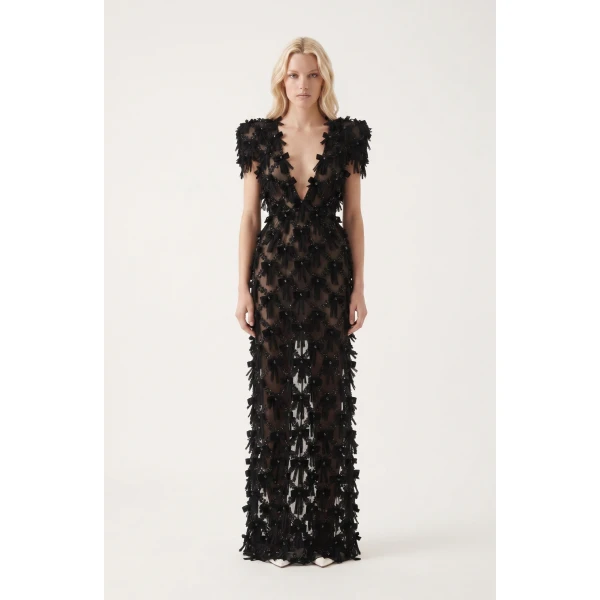 LOULOU Black Bow Maxi Dress | Maxi Dresses | Coveti