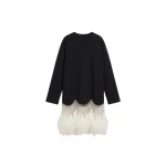 LOULOU Black Crystal Feather Long Sleeve Mini Dress | Mini Dresses | Coveti