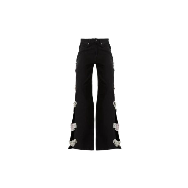 Black Cut-Out Crystal Denim Jeans