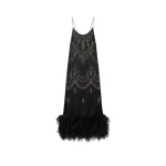 LOULOU Black Embellished Feather Maxi Dress | Maxi Dresses | Coveti