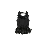 LOULOU Black Feather Sequin Peplum Top | Tops | Coveti
